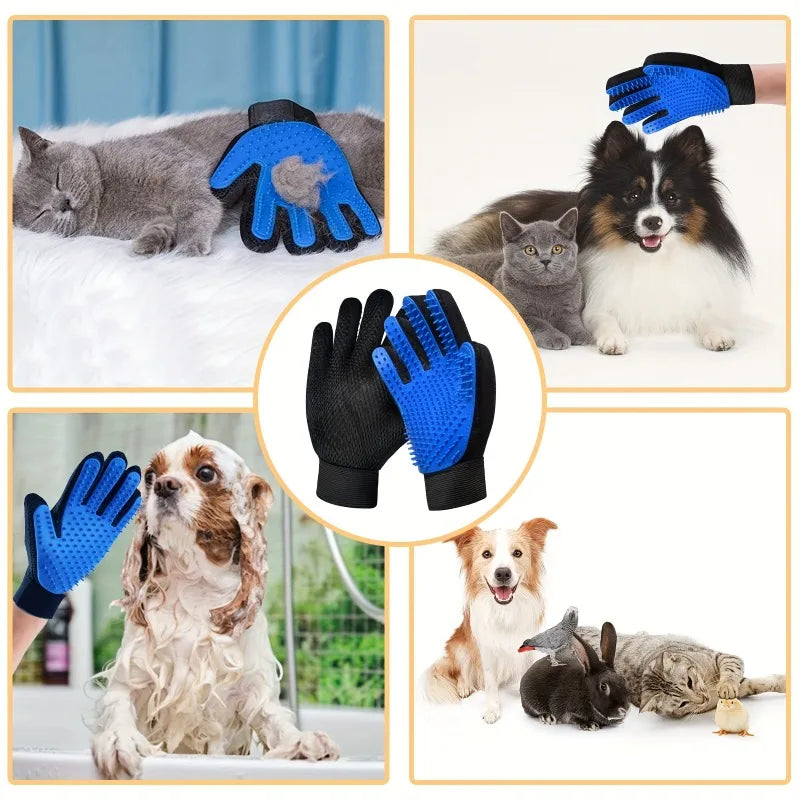 Midello pet grooming glove showing the amount of fur collected after one grooming session