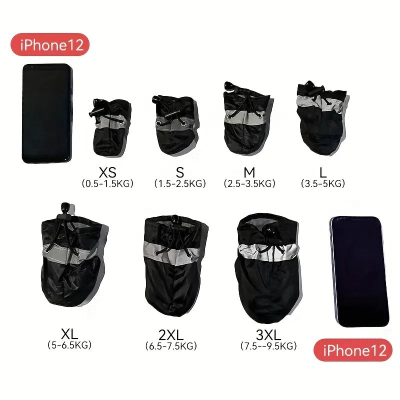 Midello dog rain boots showing non-slip rubber sole and adjustable strap