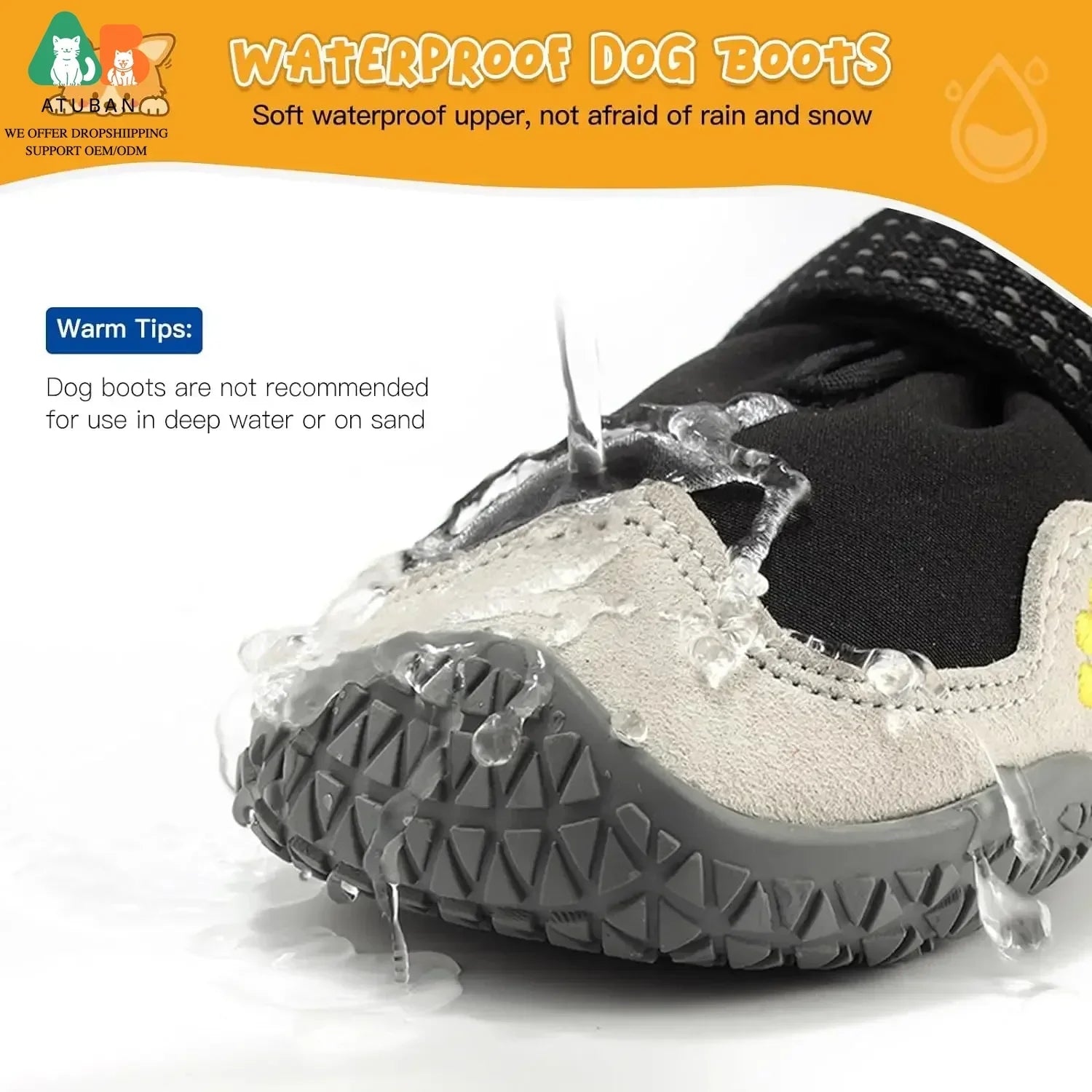 Midello dog hiking boots worn by a large dog on a forest trail