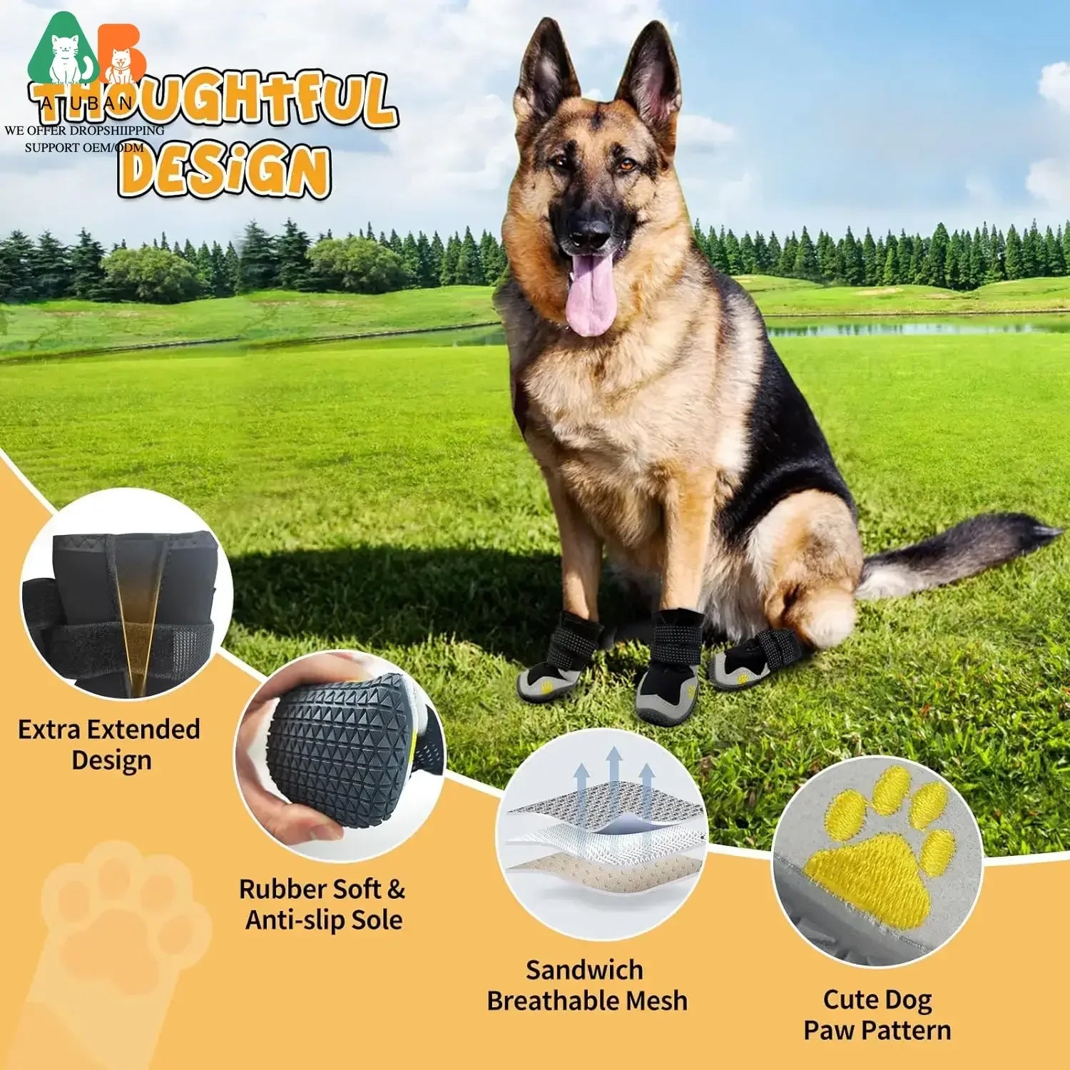 Midello waterproof dog boots close-up showing secure ankle strap and breathable upper