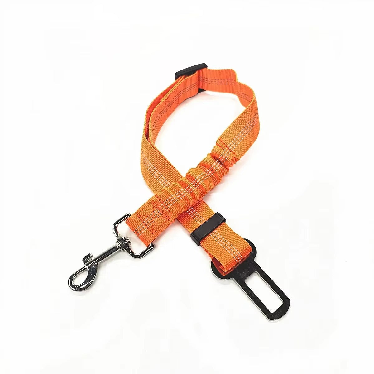 Midello Safe Ride dog car seat belt in orange — 46cm long elastic safety harness for cars