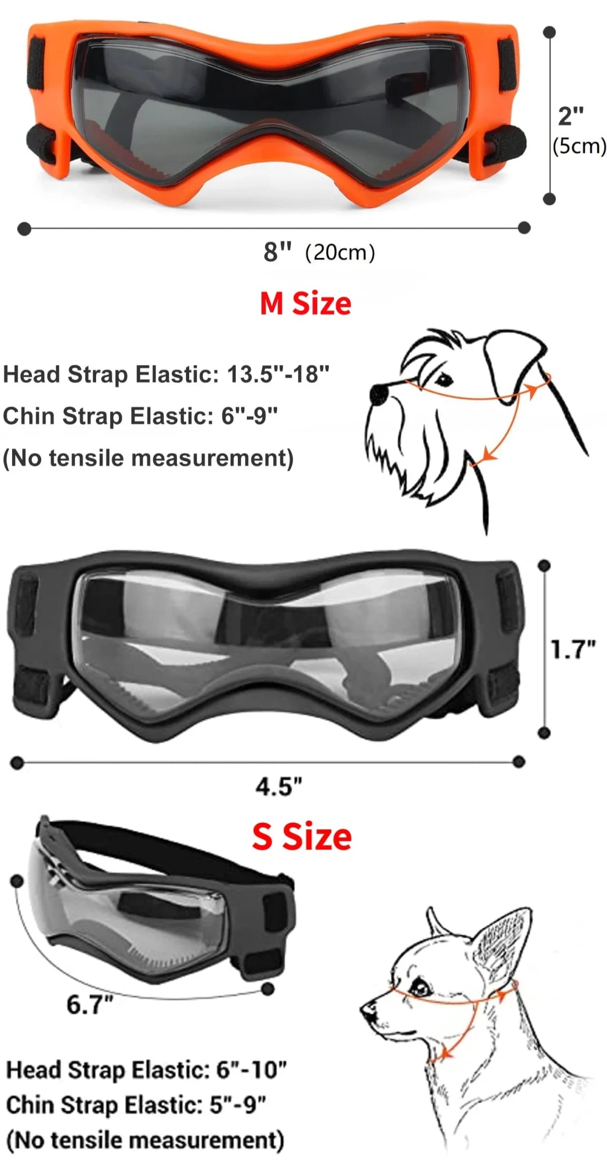 Midello dog goggles size and fit guide for small and medium breeds