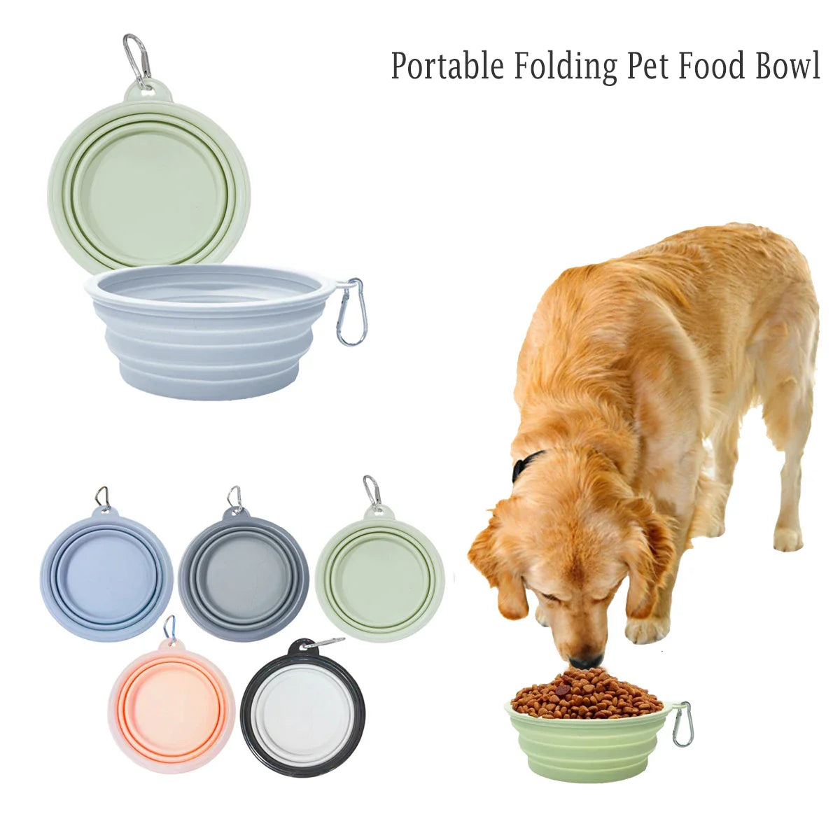 Midello collapsible silicone dog travel bowl — portable folding pet bowl for food and water on the go