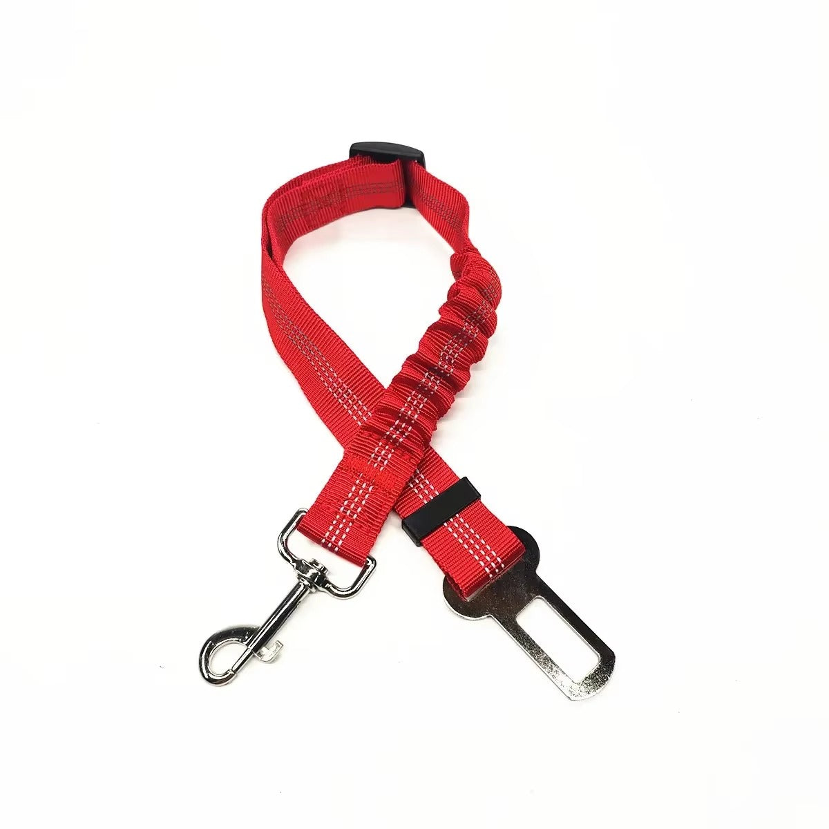 Midello Safe Ride dog car seat belt in red — 46cm long elastic safety harness for cars
