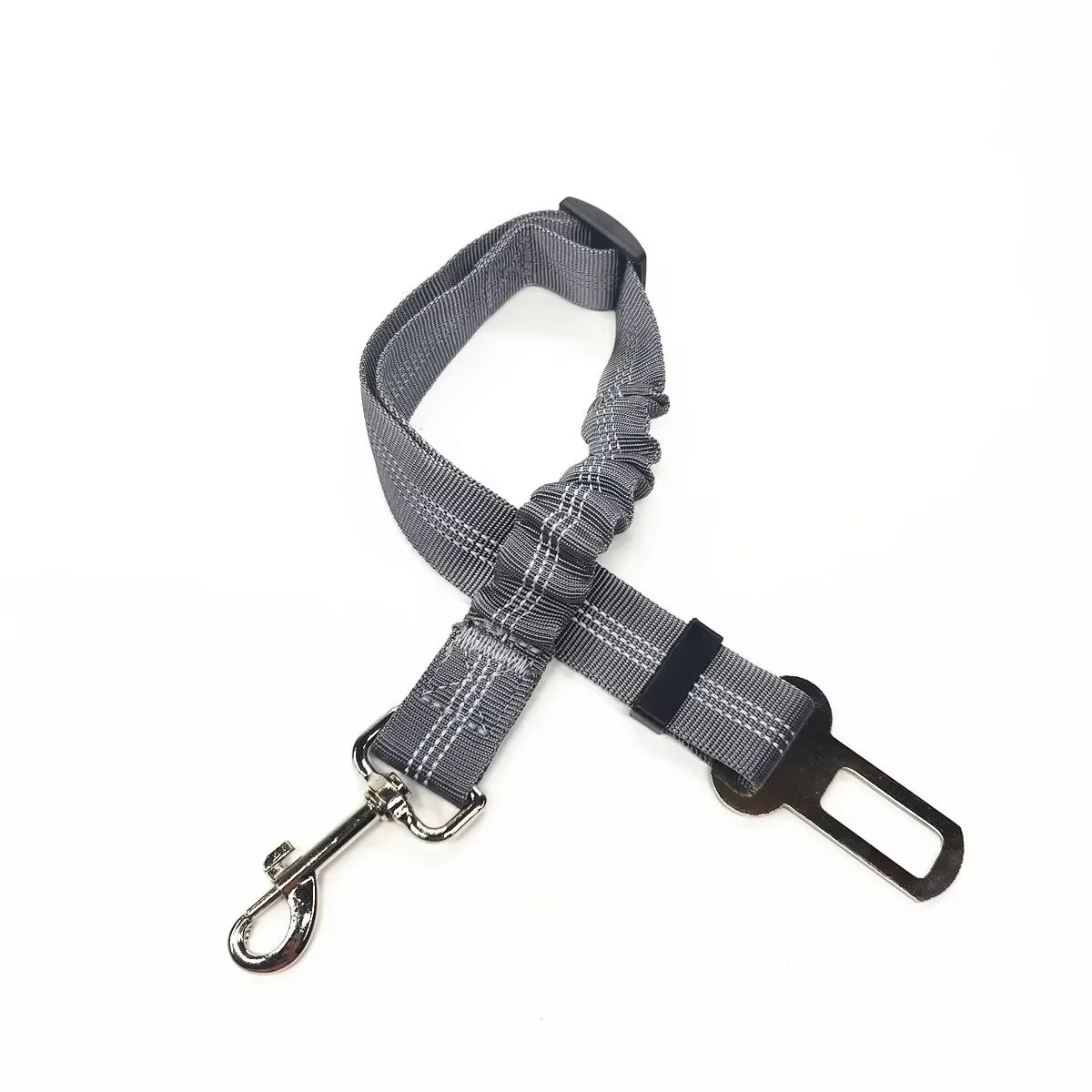 Midello Safe Ride dog car seat belt in gray — 46cm long elastic safety harness for cars