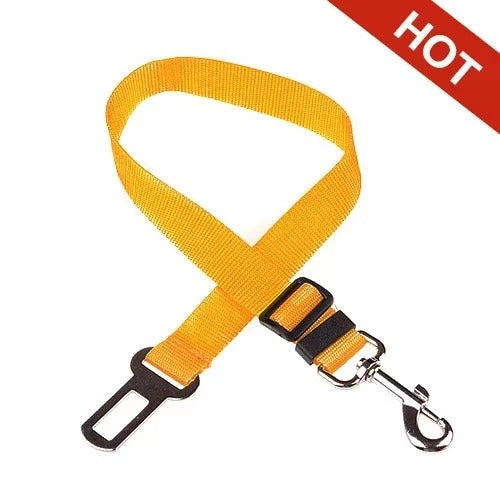 Midello Safe Ride dog car seat belt in yellow — 32cm adjustable safety harness for cars
