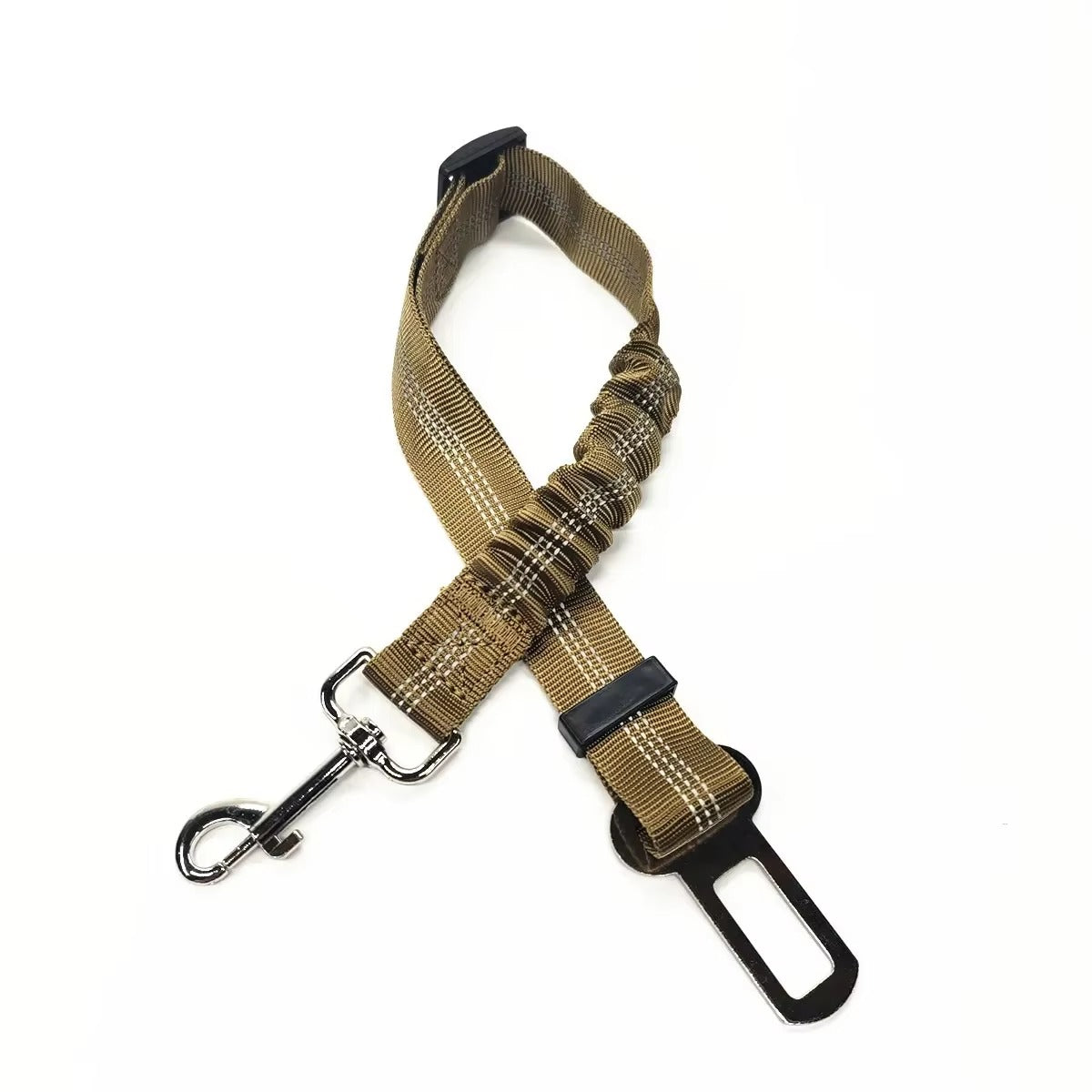 Midello Safe Ride dog car seat belt in army green — 46cm long elastic safety harness for cars