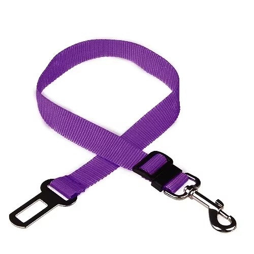Midello Safe Ride dog car seat belt in purple — 46cm long elastic safety harness for cars